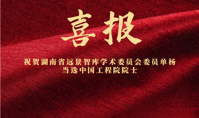 祝賀湖南省遠(yuǎn)景智庫學(xué)術(shù)委員會(huì)委員單楊教授當(dāng)選中國工程院院士